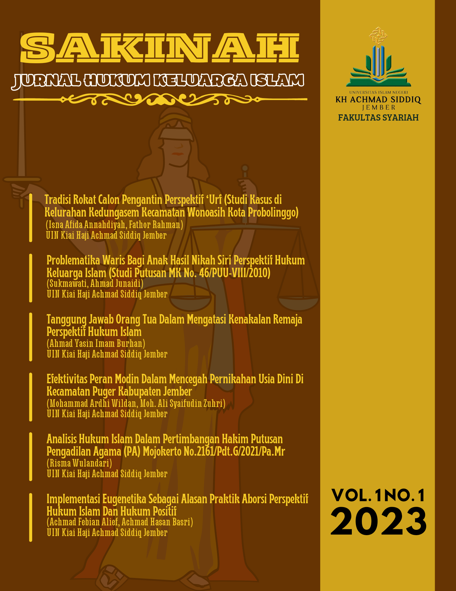 					View Vol. 1 No. 1 (2023): SAKINAH: Jurnal Hukum Keluarga Islam
				